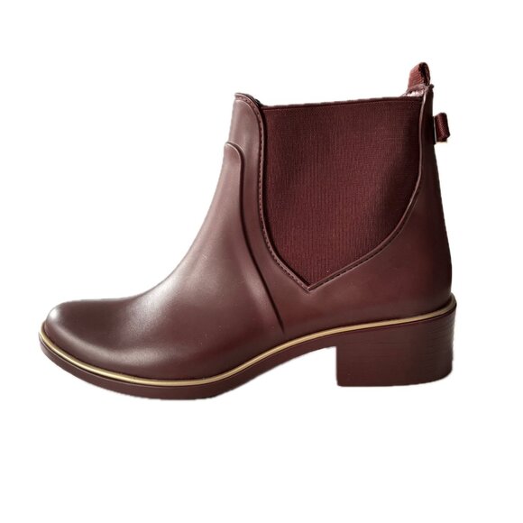 Kate Spade Rain Boots Sz 6.5 Waterproof Rubber Pull-On Boots in Cherrywood NEW - Picture 10 of 13